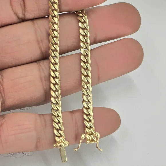 10kt Real Gold Solid Miami Cuban Bracelet 5mm 7 Inches